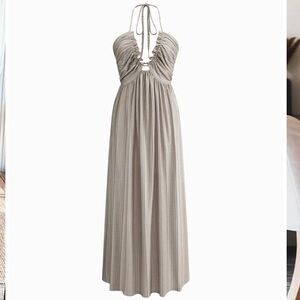 Backless U-Neck Halter Strap Long Dress.